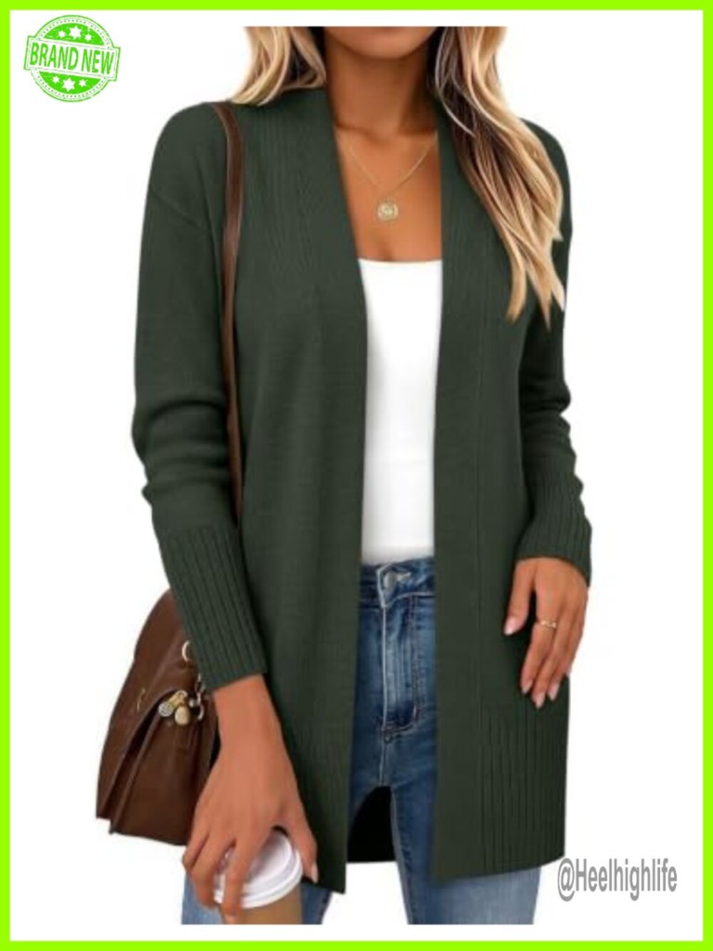 Zeagoo Open Front Cardigan Long Sleeve Acrylic Knit Sweater for Women